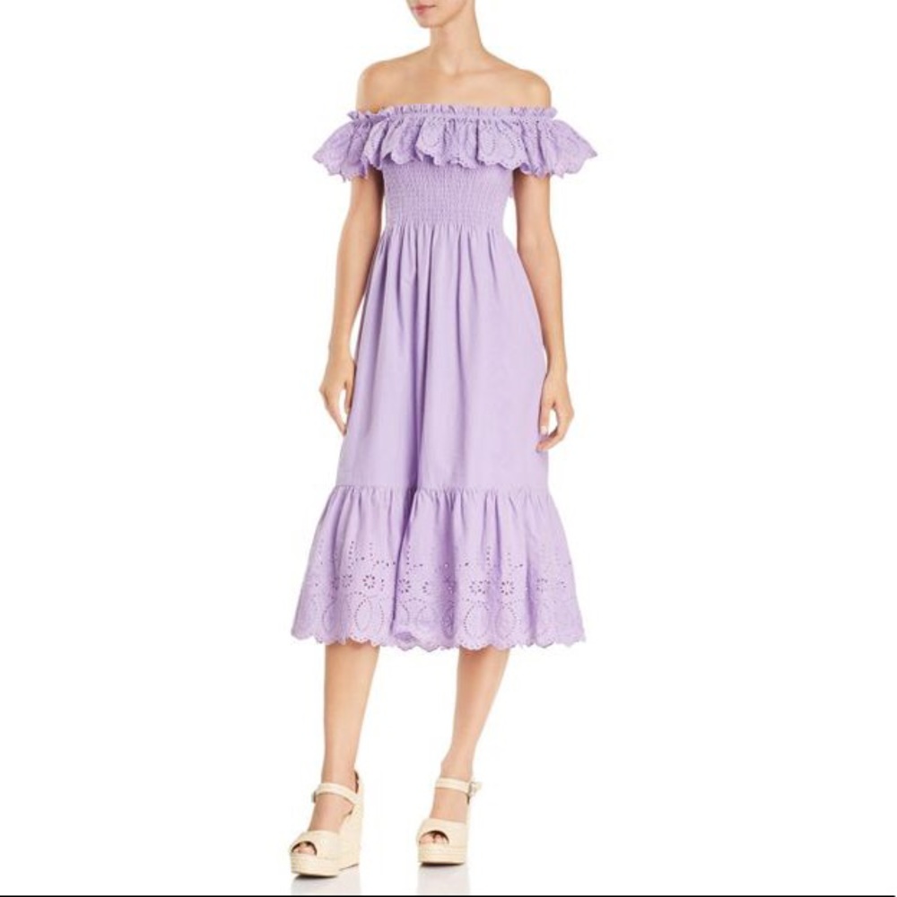 Acqua Purple Smocked Eyelet Dress